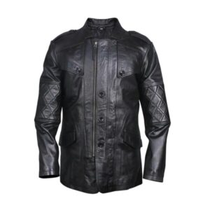 Klasyczny motocyklowy retro skórzany płaszcz typu peacoat