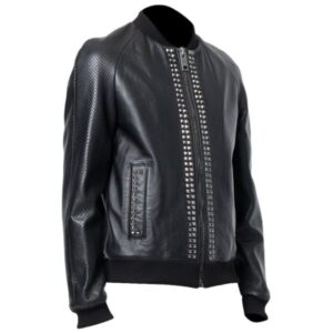 Designerska kurtka typu bomber z metalowymi ćwiekami