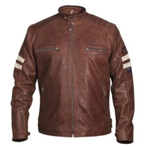 Męska kurtka motocyklowa Classic 92 ze skóry owczej w kolorze brązowym