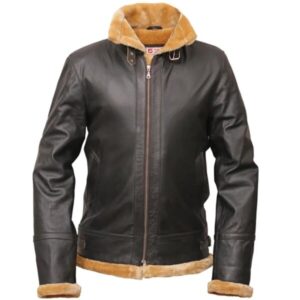 Brązowa kurtka lotnicza Aviator z owczej skóry
