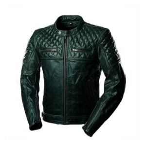 Męska pikowana kurtka skórzana Cafe Racer Racing Scrambler