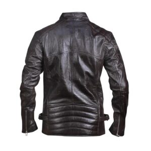 Czarna pikowana skórzana kurtka motocyklowa Vintage