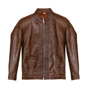 Męska brązowa kurtka skórzana Retro Biker