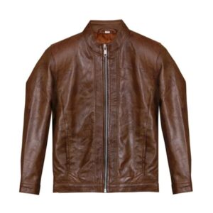 Męska brązowa kurtka skórzana Retro Biker