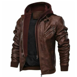 Męska kurtka z odpinanym kapturem, kurtki typu biker bomber