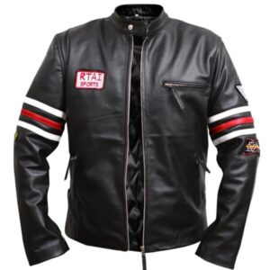 Męska czarna kurtka motocyklowa ze skóry owczej