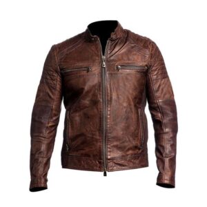 Stylowa skórzana kurtka męska Cafe Racer Mash