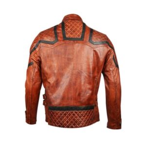 Brązowa skórzana kurtka motocyklowa dla mężczyzn w stylu vintage