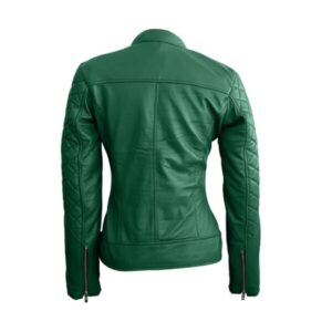 Elegancka damska pikowana skórzana kurtka motocyklowa