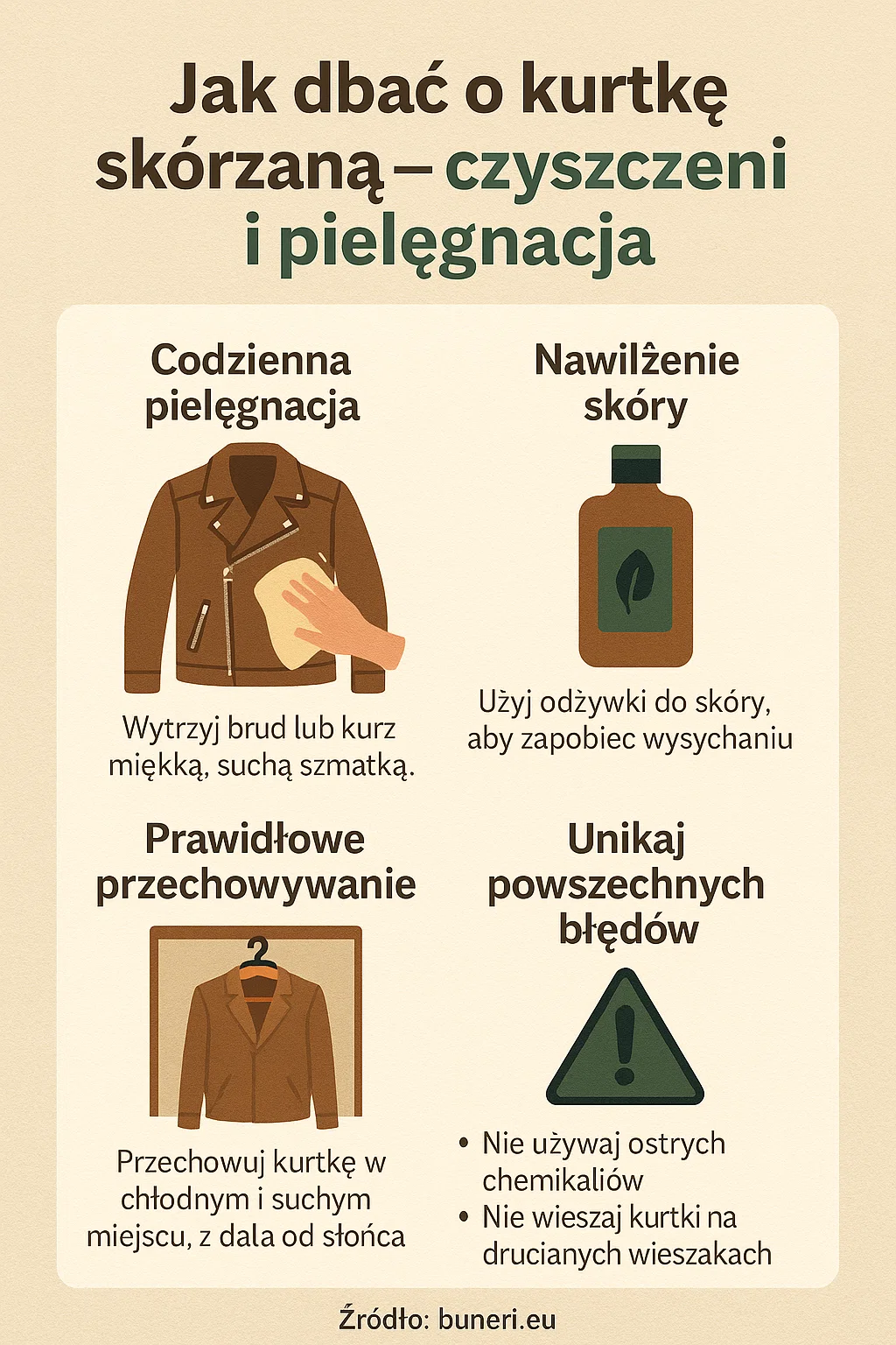 Jak Dbać o Kurtkę Skórzaną – Czyszczenie i Konserwacja | Buneri.pl