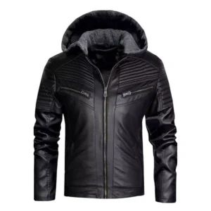 Bluza z kapturem Retro Vibes wykonana w 100% z oryginalnej skóry dla mężczyzn