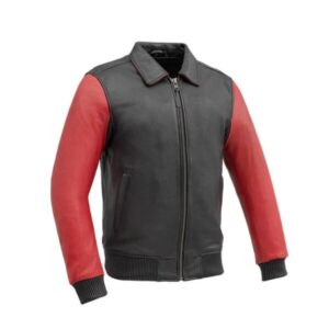 Dwukolorowa skórzana kurtka męska Moto Bomber
