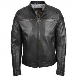 BUNERI Męska Skórzana Kurtka Biker Casual Czarna