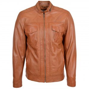 BUNERI Biker Skórzana Jaime Beżowy Casual