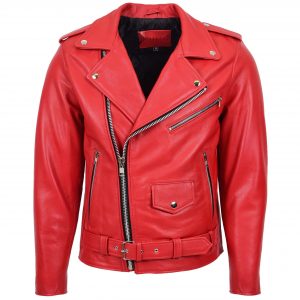 BUNERI Biker Skórzana Kyle Czerwona Heavy Duty Brando Męska