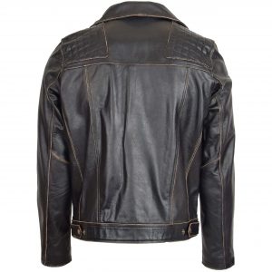 BUNERI Męska Skórzana Kurtka Biker Brando Vintage Czarna