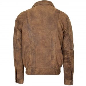 BUNERI Męska Skórzana Kurtka Bomber Blouson Brązowa