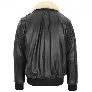 BUNERI Męska Skórzana Kurtka Bomber G-1 Styl Aviator Czarna