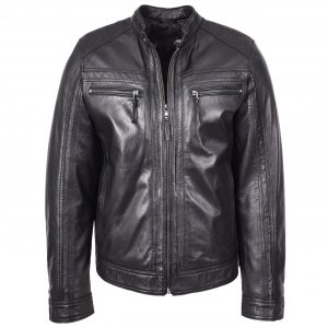 BUNERI Biker Skórzana Charlie Czarna Cafe Racer