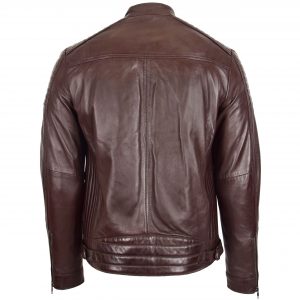 BUNERI Biker Skórzana Ron Brązowa Cafe Racer