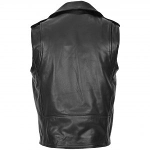BUNERI Męska Skórzana Kamizelka Cross-Zip Biker Brando Czarna