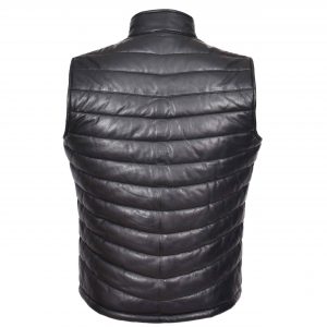 BUNERI Męska Skórzana Kamizelka Puffer Body Warmer Czarna