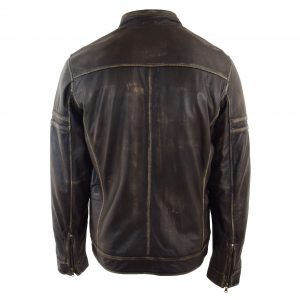 BUNERI Męska Skórzana Kurtka Biker Vintage Przecierana