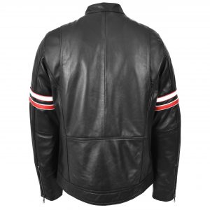 BUNERI Biker Skórzana Boxer Czarna Cafe Racer Multi Pasy