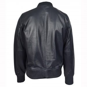BUNERI Granatowa Skórzana Kurtka Bomber MA-1 Varsity