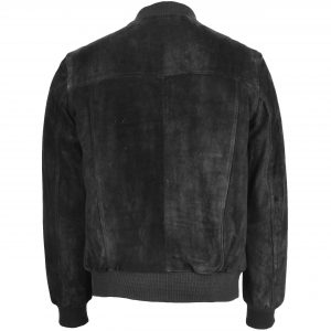 BUNERI Męska Zamszowa Kurtka Bomber Varsity Czarna