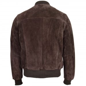 BUNERI Męska Kurtka Bomber Varsity z Naturalnego Zamszu Brązowa