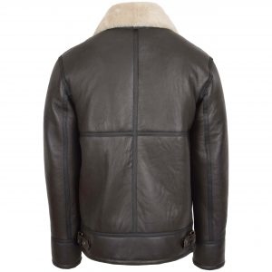 BUNERI Męska Kurtka Skórzana Styl Aviator Brązowa