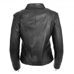 BUNERI Damska Klasyczna Skórzana Kurtka Biker Zip Box Czarna
