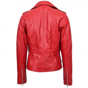 BUNERI Biker Skórzana Cara Czerwona Cross Zip Damska