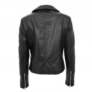 BUNERI Damska Skórzana Kurtka Biker Cross-Zip Czarna II