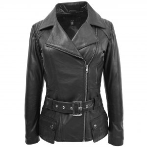 BUNERI Biker Celia Czarna Skórzana do Bioder