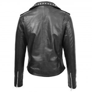 BUNERI Damska Skórzana Kurtka Biker Styl Brando Czarna