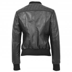 BUNERI Bomber Sally Czarna Skórzana Pikowana Varsity