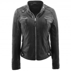 BUNERI Biker Skórzana Annie Czarna Styl Casual