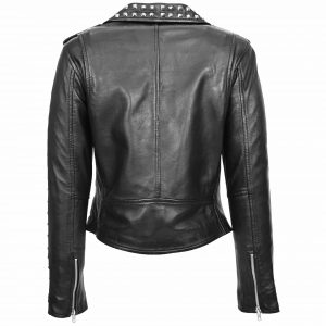 BUNERI Biker Skórzana Heidi Czarna z Nitami Brando