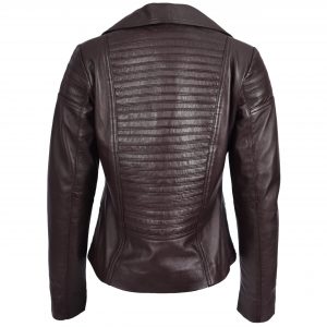 BUNERI Biker Skórzana Emily Brązowa Trendy Dopasowana Casual