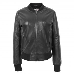 BUNERI Bomber Varsity Skórzana Faye Czarna
