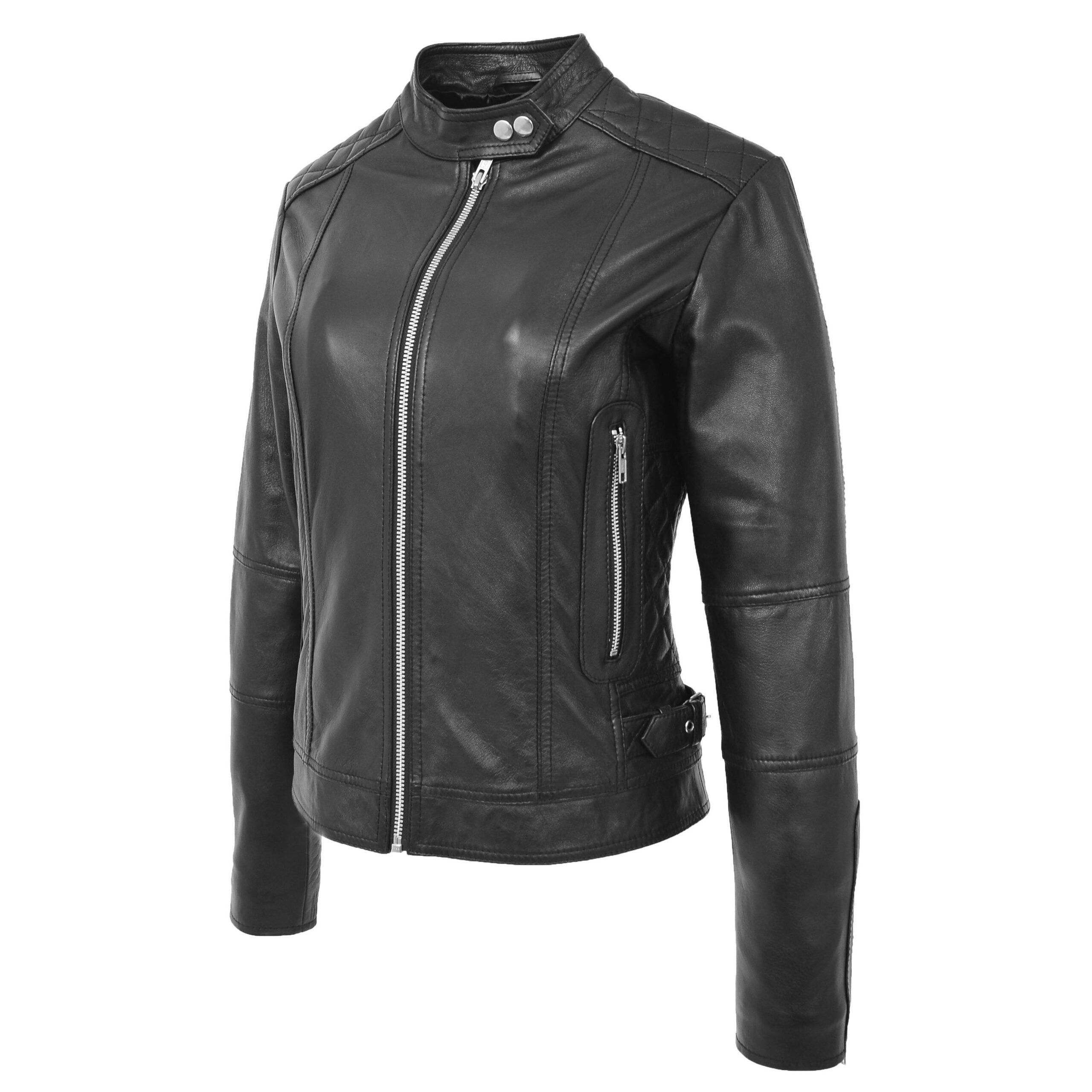 Biker Miękka Skóra Ruby Czarna (5)