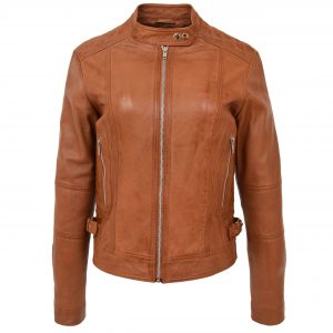 BUNERI Biker Ruby Beżowy Miękka Skóra Casual Zip