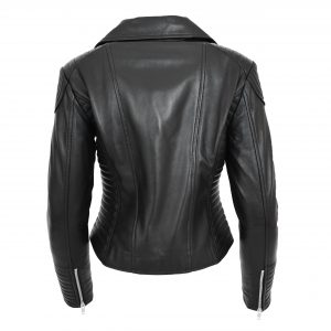 BUNERI Anna Damska Kurtka Biker z Miękkiej Skóry Cross Zip