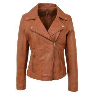 BUNERI Biker Miękka Skóra Lola Beżowy Cross-Zip