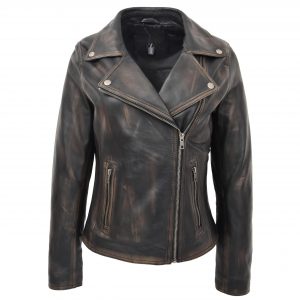 BUNERI Biker Miękka Skóra Lola Vintage Czarna Cross-Zip