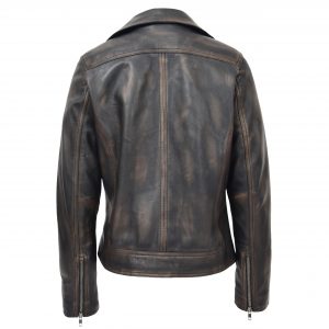 BUNERI Biker Miękka Skóra Lola Vintage Czarna Cross-Zip