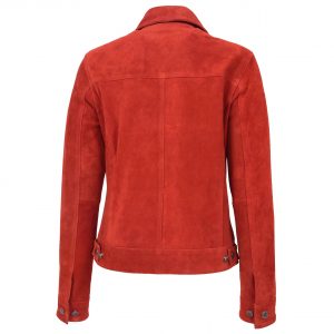 BUNERI Damska Zamszowa Kurtka w Stylu Trucker Czerwona